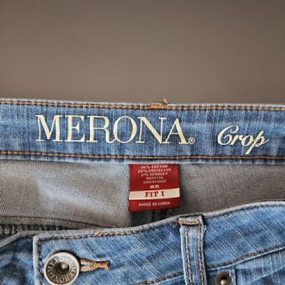 Merona Jeans Women 8R Blue Crop Stretch Cute Ladies Denim Pants - Picture 5 of 5